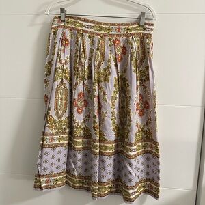 Anthropologie Elegant Patterned Pleated Skirt Size 8
